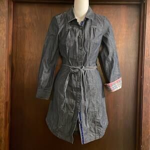 Boden Brand Women's Size 4 Dark Chambray Denim Belted Shirt Dress